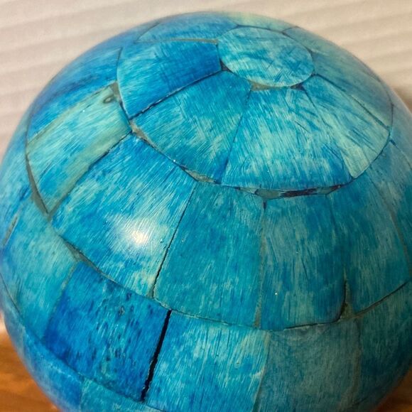 Nautical Beach Coastal Inlaid Blue Mosaic Decorative Orbs Home Decor  Set of 2 - Picture 5 of 7